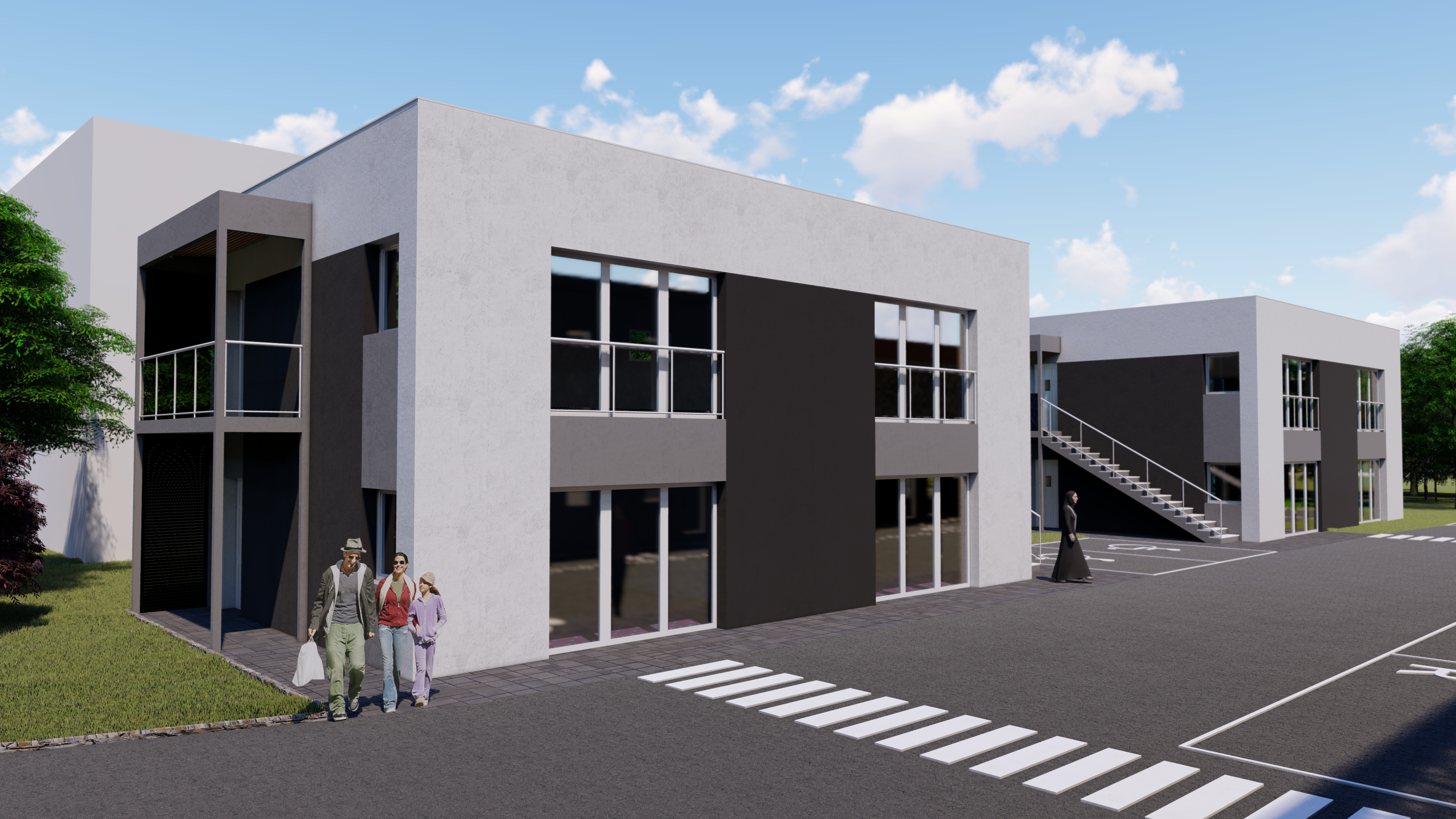 Vue latérale du centre